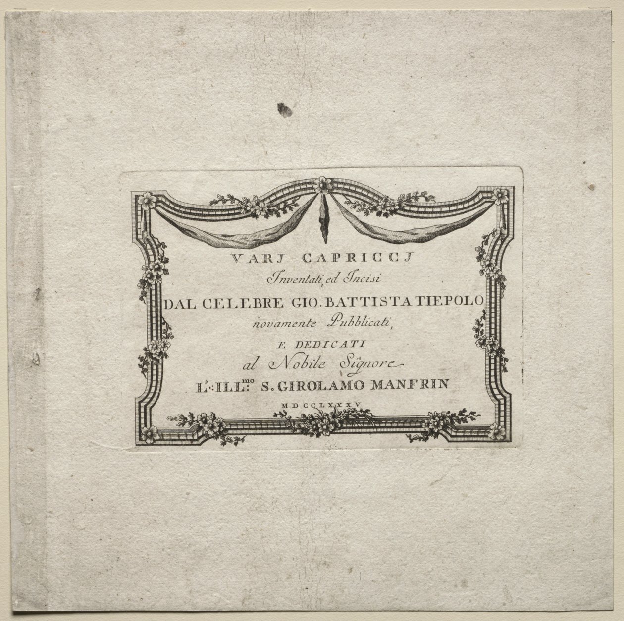 Olika Caprices: Titelsida av Giovanni Battista Tiepolo