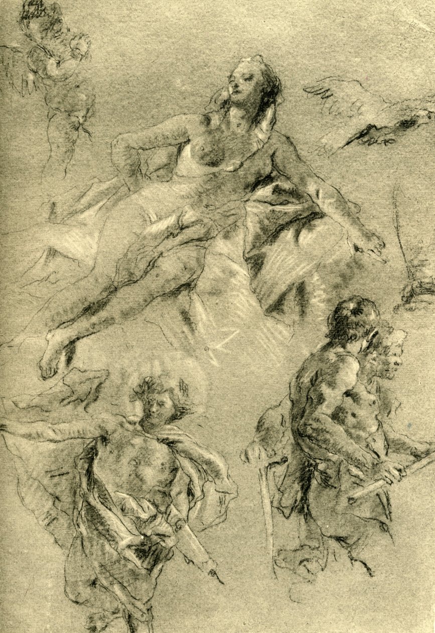 Venus vilande och andra figurer, c1762-c1766, 1928 av Giovanni Battista Tiepolo