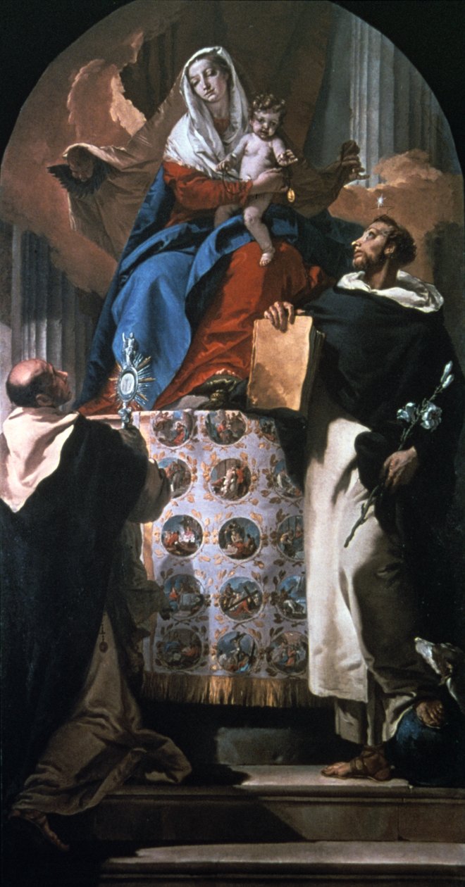 Jungfru och barn med Saint Dominic och Saint Hyacinth, 1740-1750 av Giovanni Battista Tiepolo