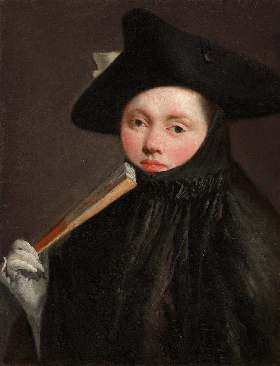 Ung dam med trekantig hatt av Giovanni Battista Tiepolo