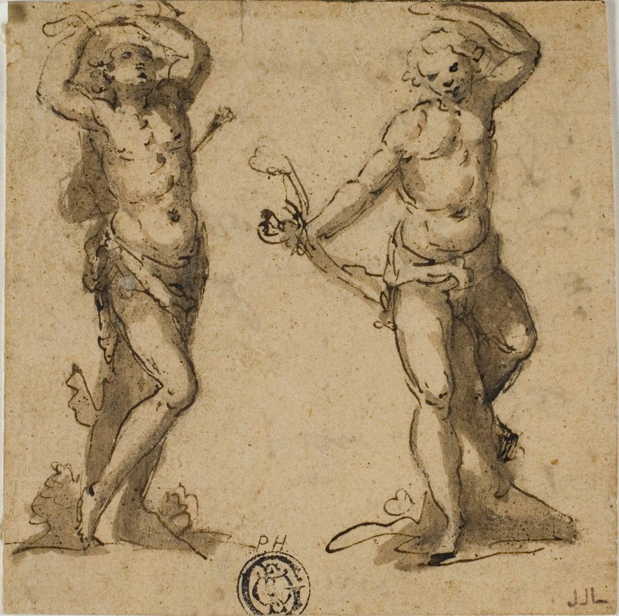 Två skisser av Saint Sebastian av Giovanni Battista Trotti