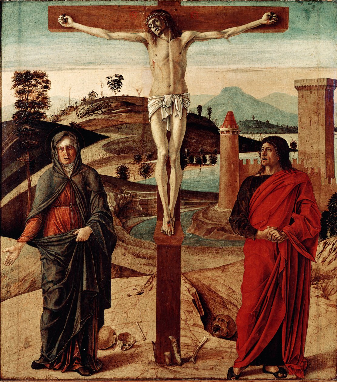 Golgata eller korsfästelse. Målning av Giovanni Bellini dit il Giambellino (1432-1516). Mått: 71x63cm. Florence, Coll. Contini Bonacossi av Giovanni Bellini