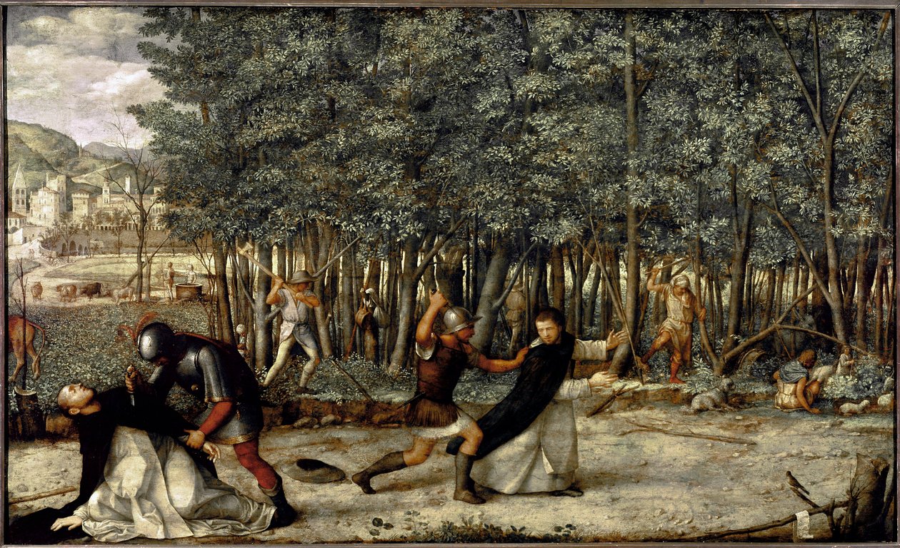 Sankt Peters martyrs död (tempera på panel, cirka 1509) av Giovanni Bellini