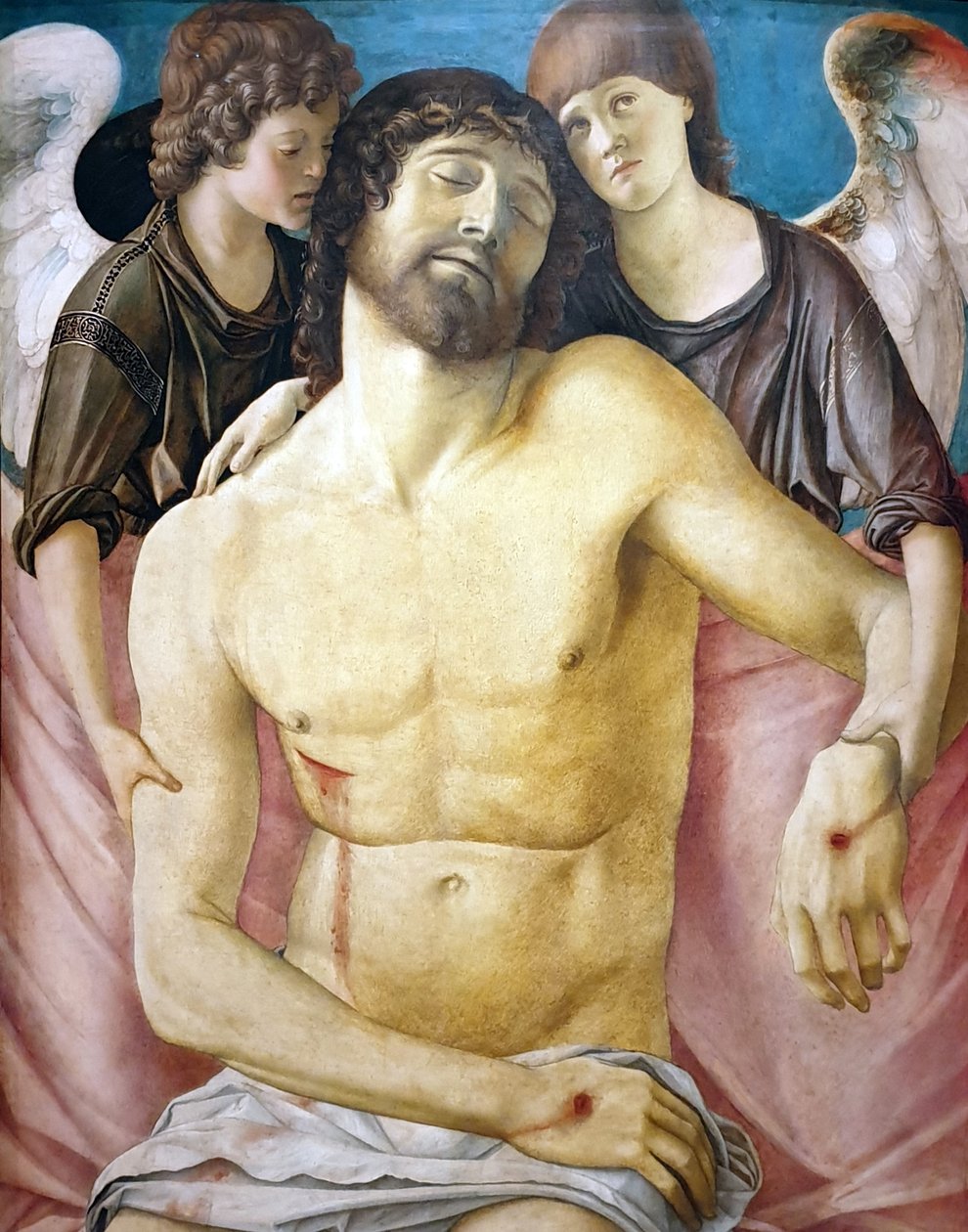Tyska: Der tote Christus, von zwei Engeln gestützt Den döde Kristus, stödd av två änglar av Giovanni Bellini