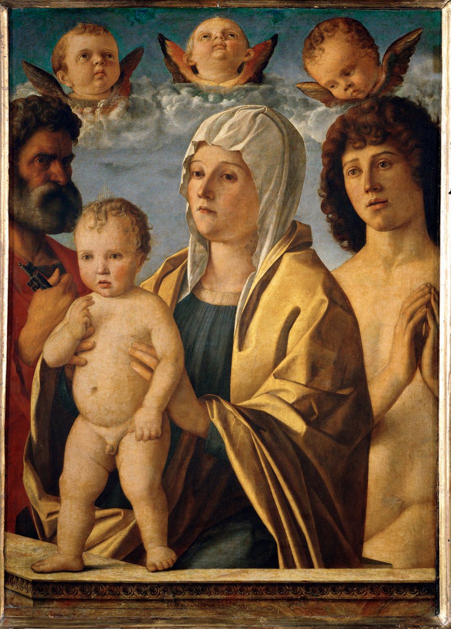Madonna med barnet mellan S:t Peter och S:t Sebastian ... av Giovanni Bellini