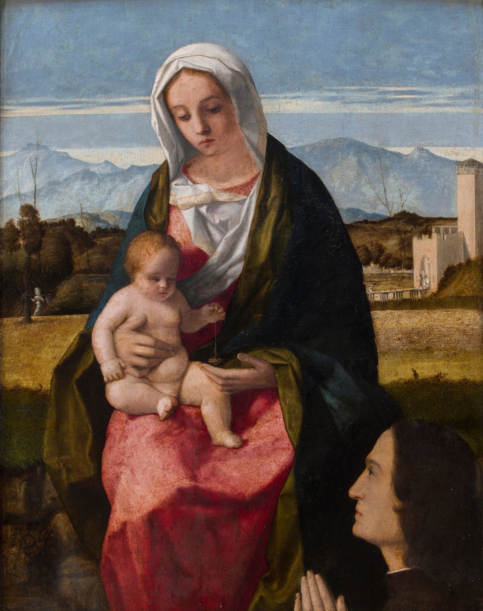 Madonna med barn och givare av Giovanni Bellini