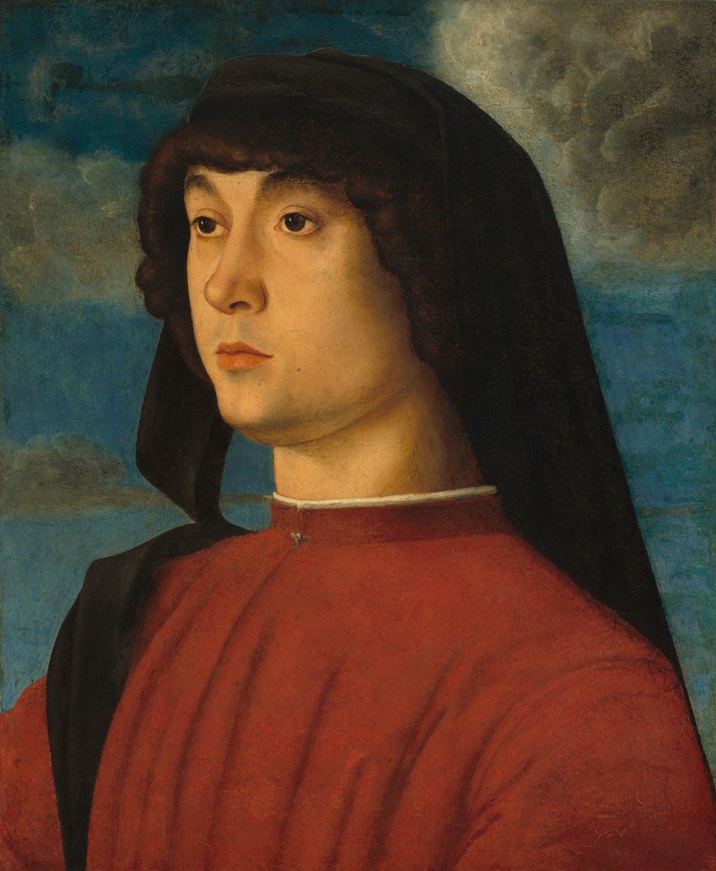 Porträtt av en ung man i rött av Giovanni Bellini
