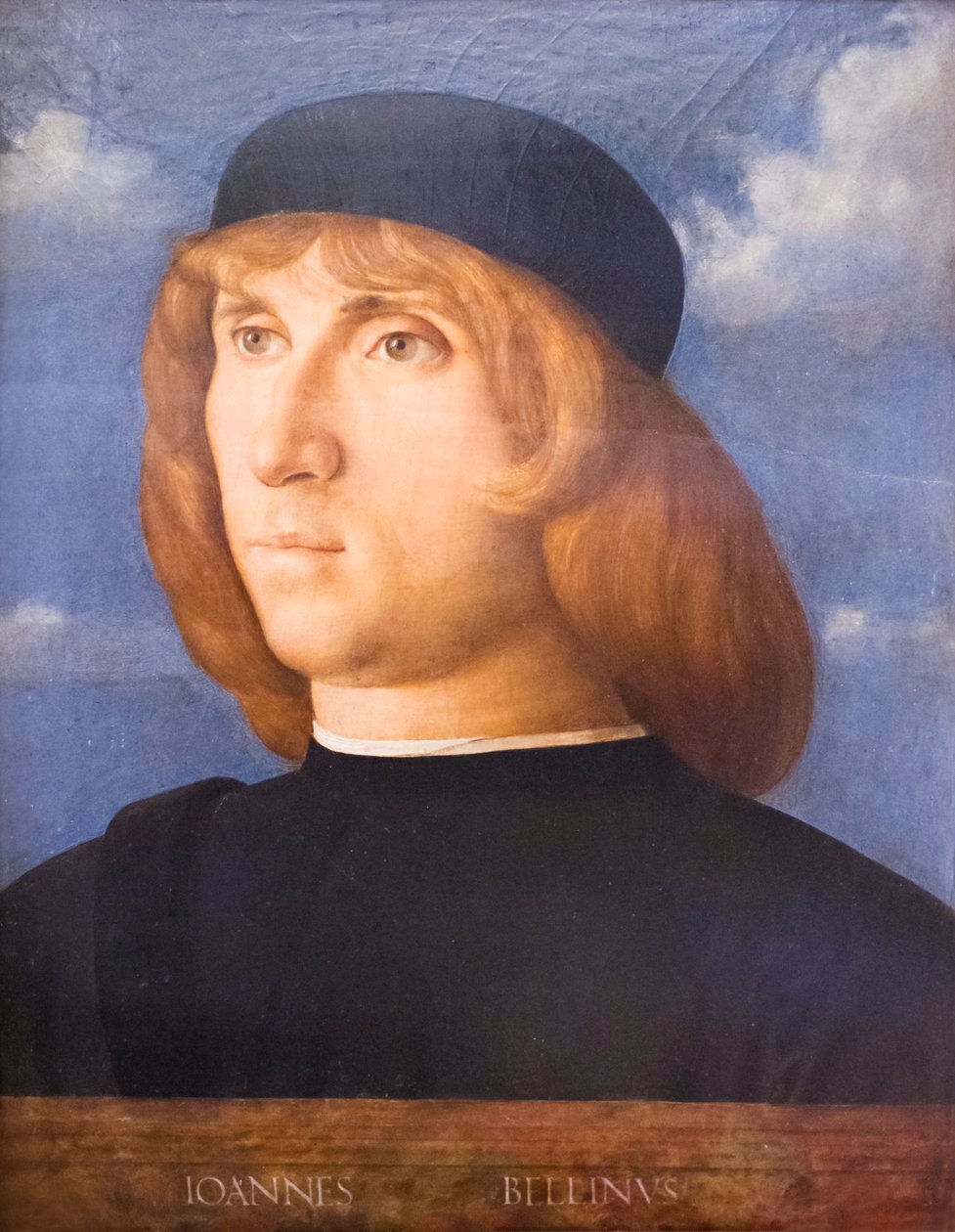 Självporträtt (olja på pannå) av Giovanni Bellini