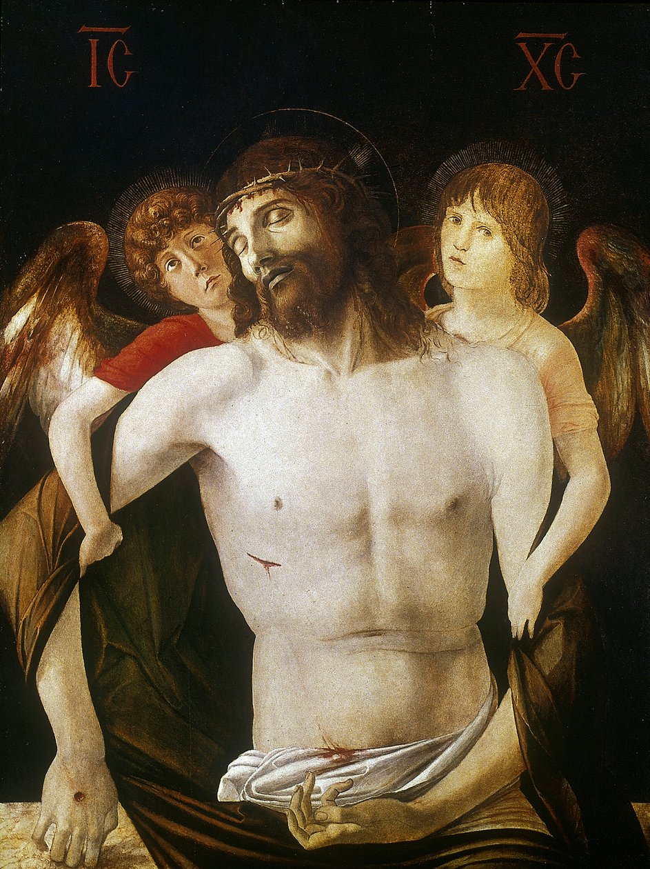 Den döde Kristus stödd av änglar, 1465-1470 av Giovanni Bellini