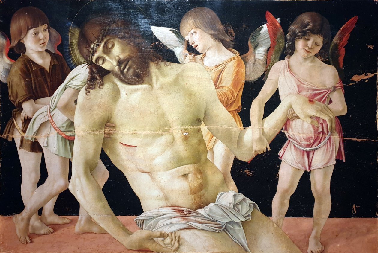 Den döde Kristus, understödd av fyra änglar av Giovanni Bellini
