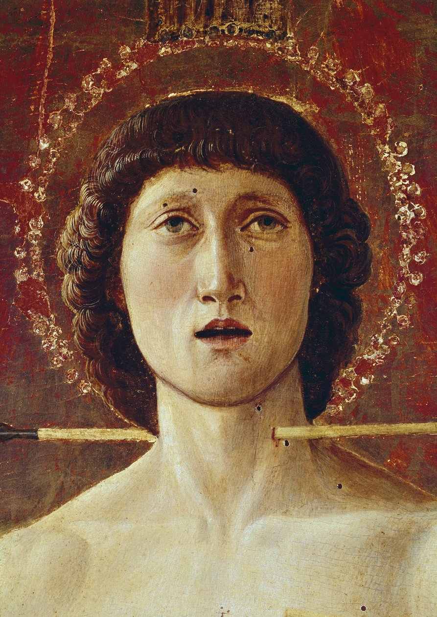 Triptyk av St Sebastian. Centralpanel (tempera på panel av Giovanni Bellini