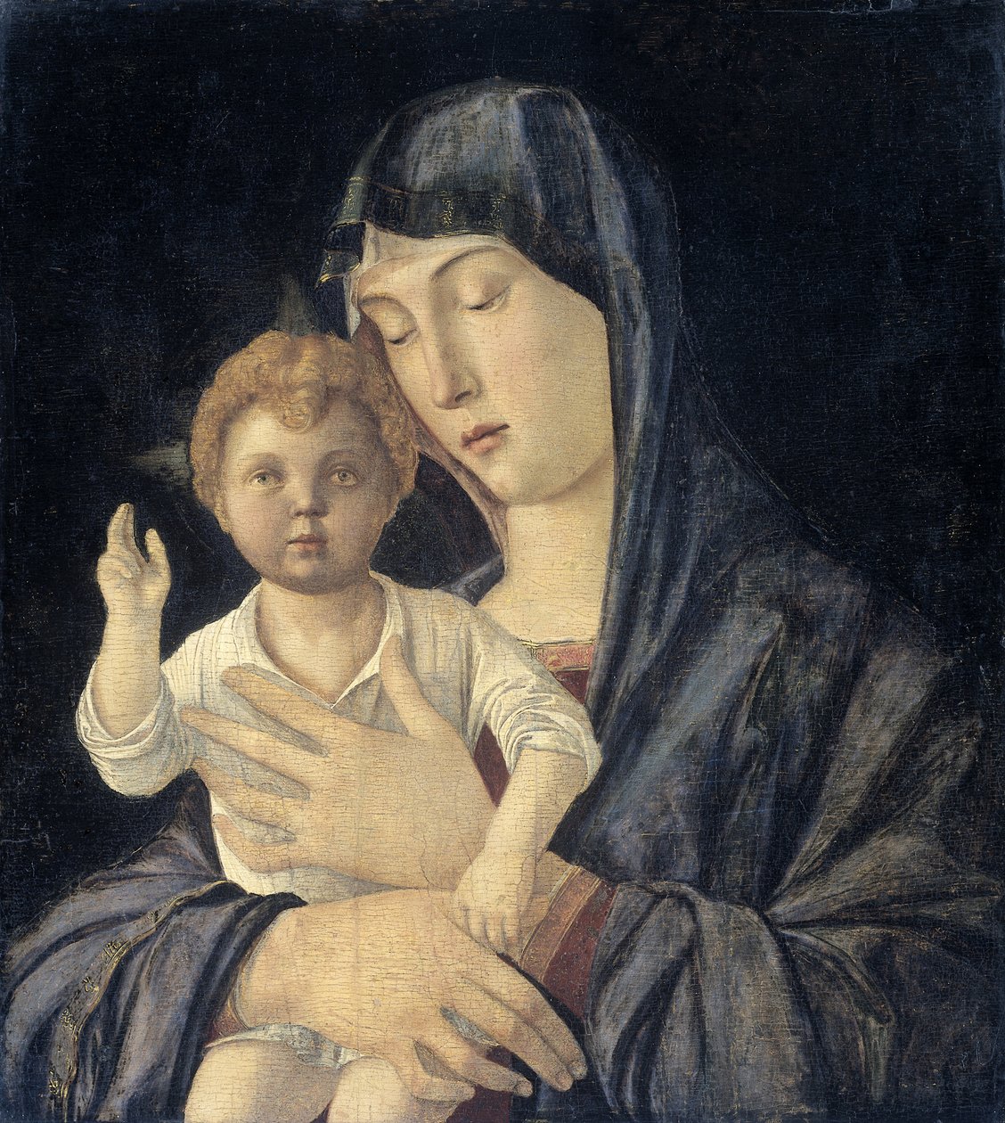 Jungfru med stående välsignelsebarn, 1470-1480 av Giovanni Bellini