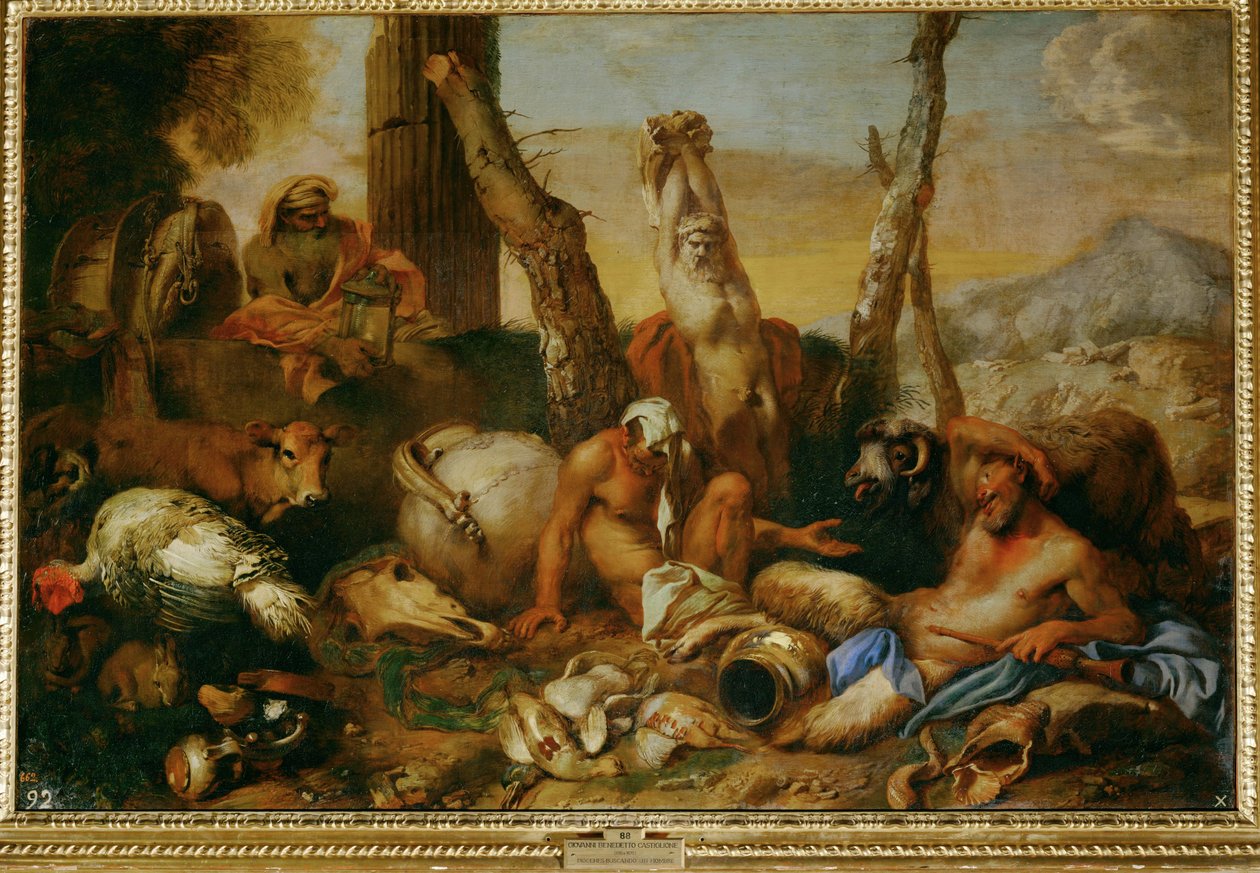 Diogenes (målning på duk) av Giovanni Benedetto (1609-64) Castiglione