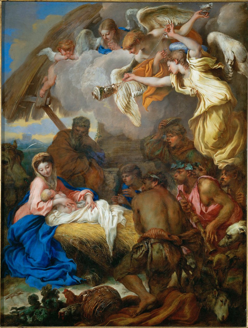 Herdarnas tillbedjan (målning på duk) av Giovanni Benedetto (1609-64) Castiglione