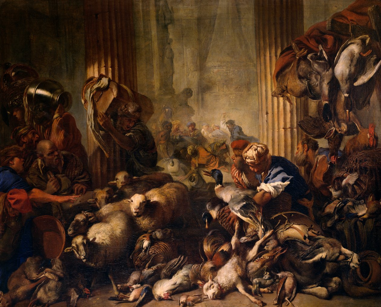 Kristus driver handlare från templet av Giovanni Benedetto Castiglione