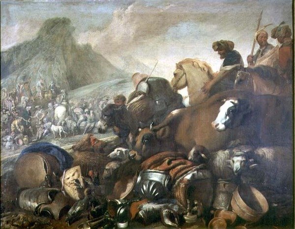 Mötet mellan Abraham och Melkisedek (olja på duk) av Giovanni Benedetto Castiglione