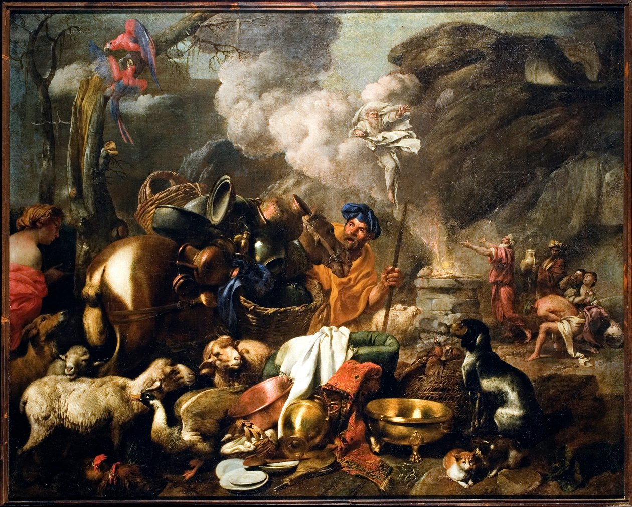 Noes offer efter syndafloden Målning av Giovanni Benedetto Castiglione dit il Grechetto (1610-1665) 1600-talsgener, Musei di Strada Nuova av Giovanni Benedetto Castiglione