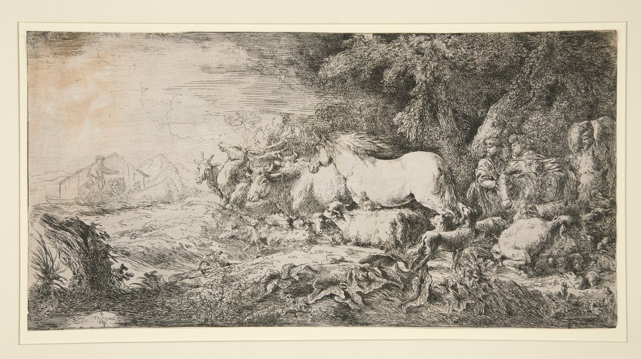 Djur som kommer in i Noah av Giovanni Benedetto Castiglione