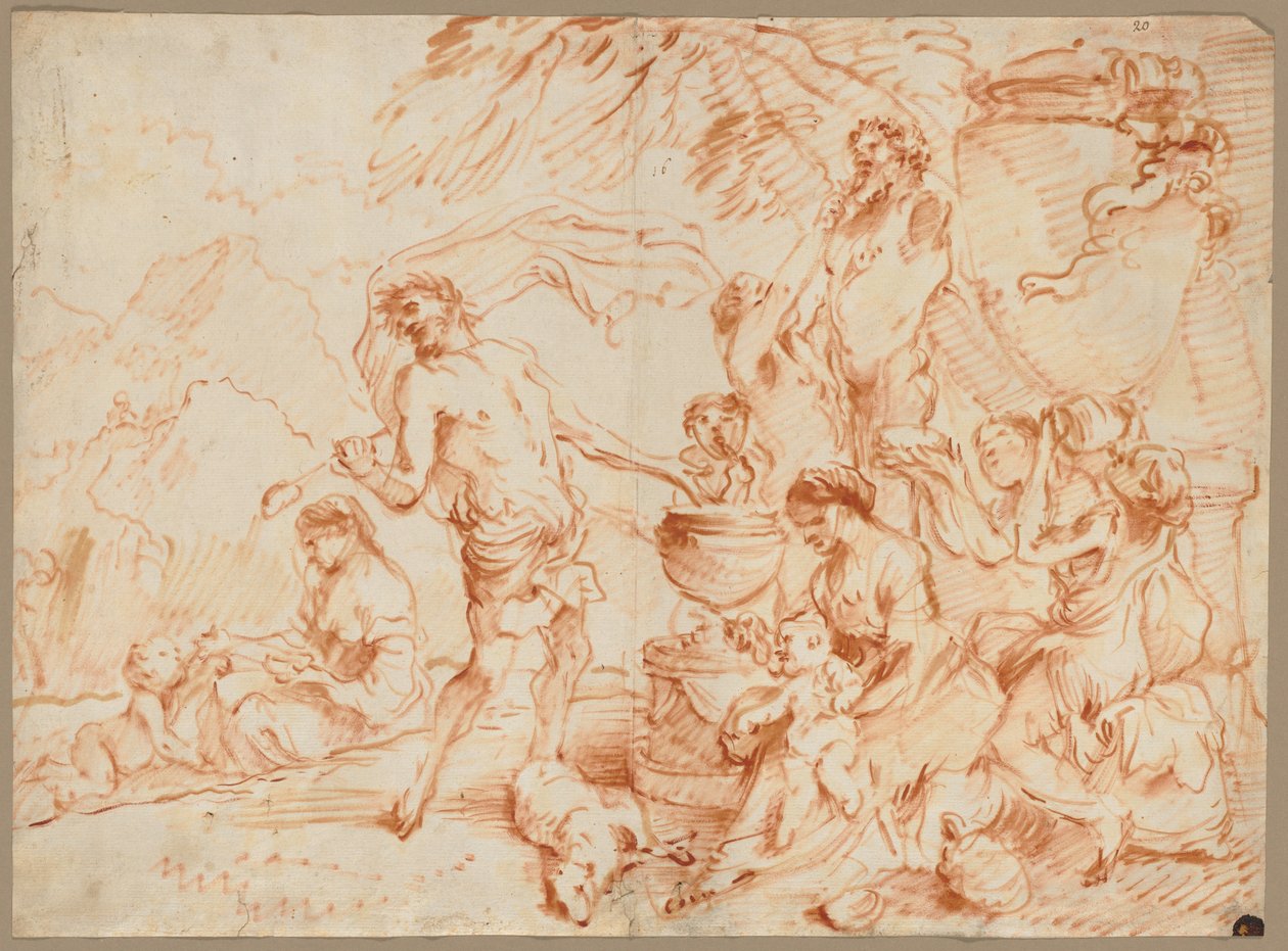 Bacchanal Before a Herm, tidigt 1660-tal. av Giovanni Benedetto Castiglione