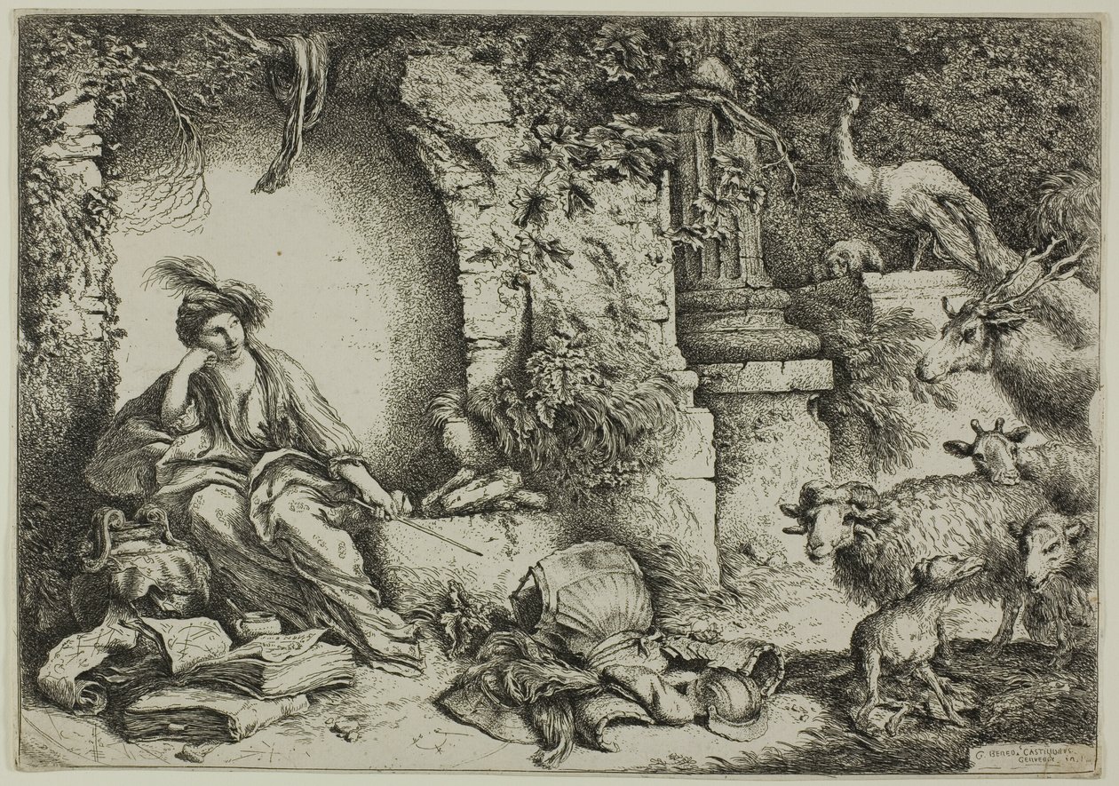 Circe med följeslagare av Ulysses förvandlades till djur av Giovanni Benedetto Castiglione