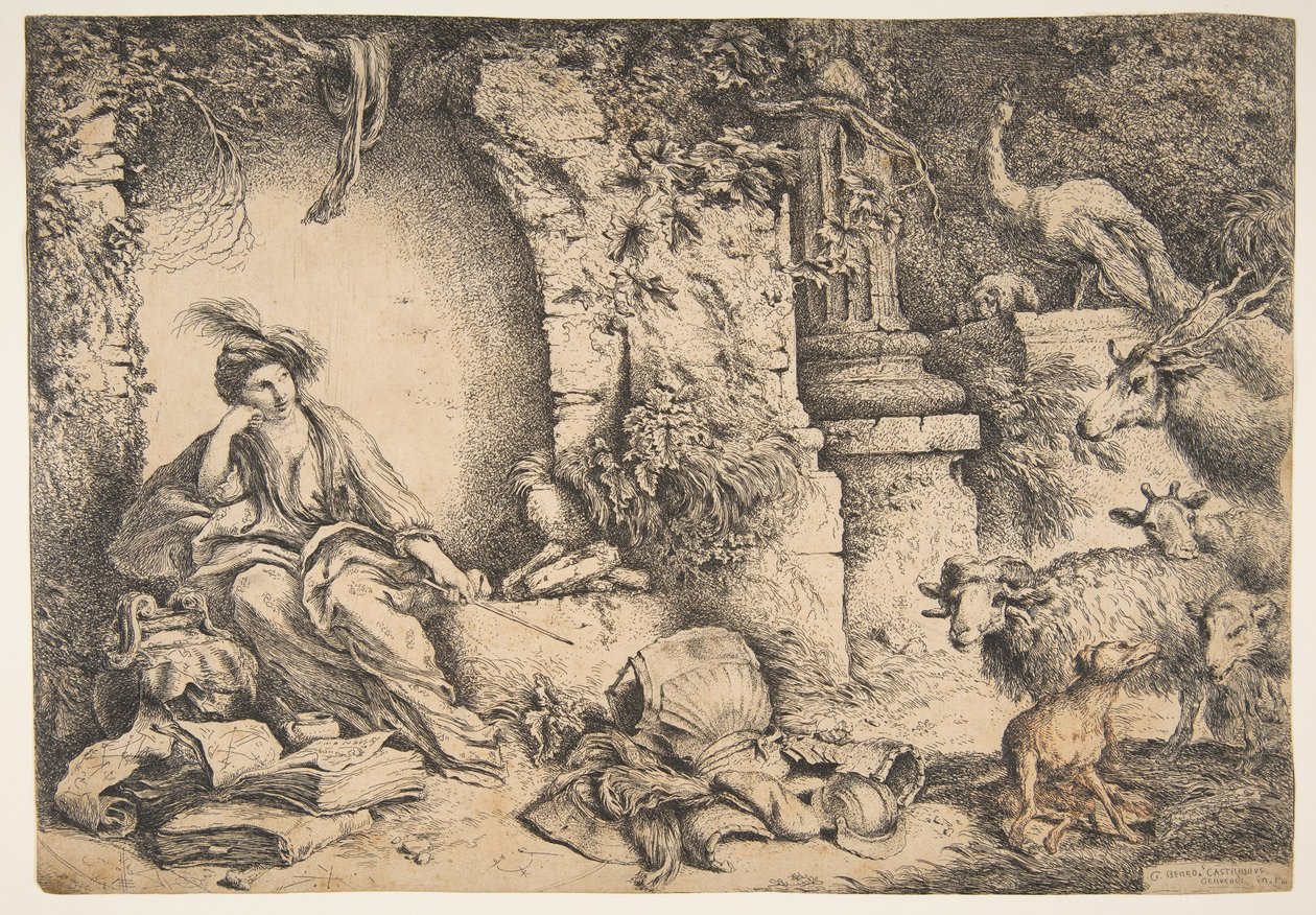Circe med Ulysses följeslagare förvandlades till djur, 1650-51. av Giovanni Benedetto Castiglione