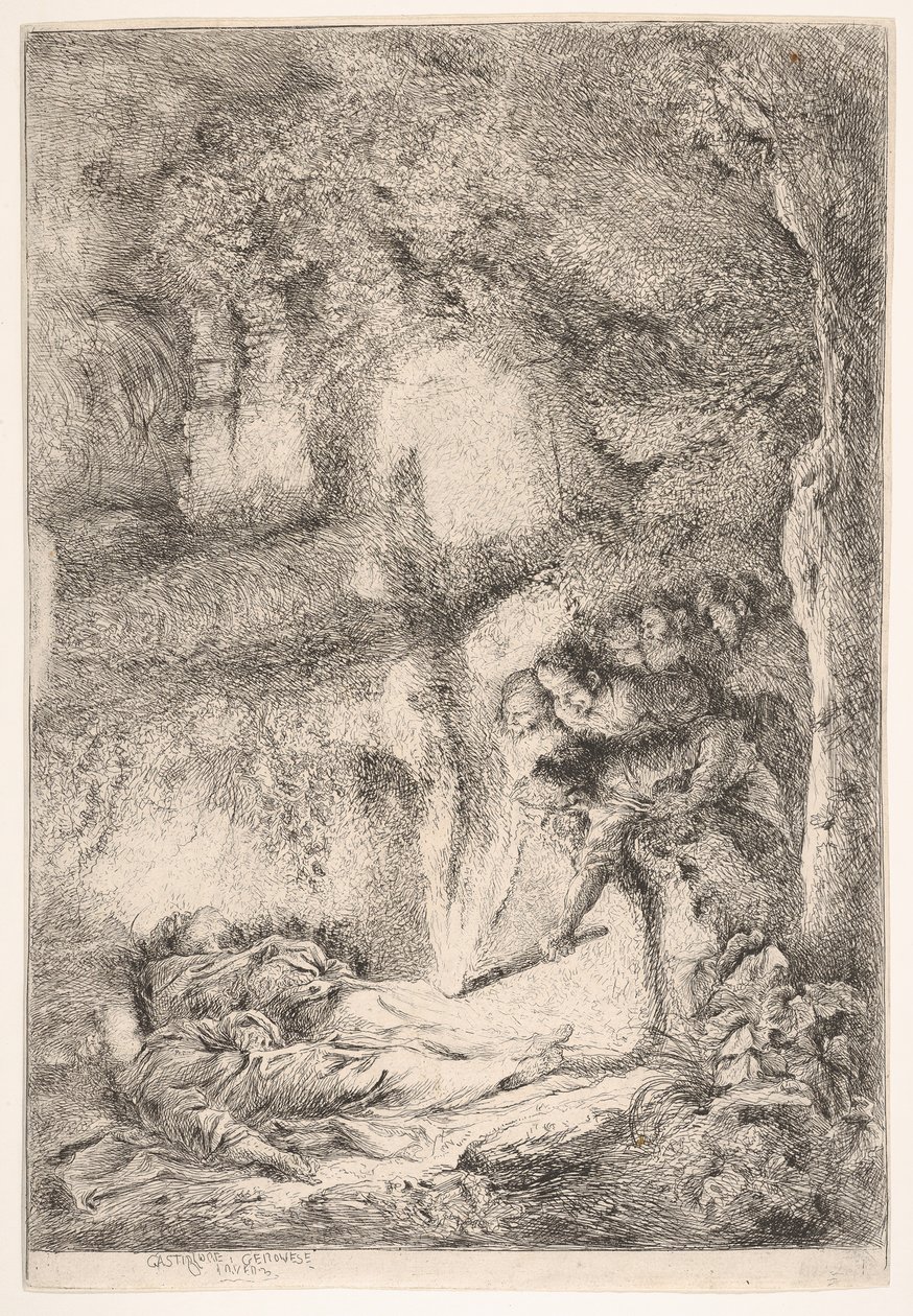Att hitta kropparna av de heliga Petrus och Paulus, ca. 1647-51. av Giovanni Benedetto Castiglione