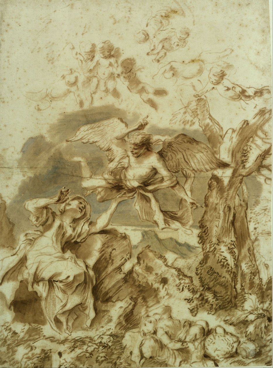 Hagar och Ismael i vildmarken av Giovanni Benedetto Castiglione
