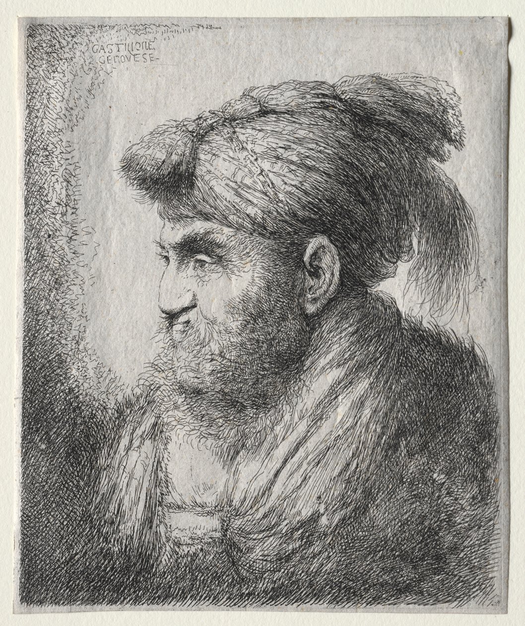 Chef för en man i orientalisk turban av Giovanni Benedetto Castiglione