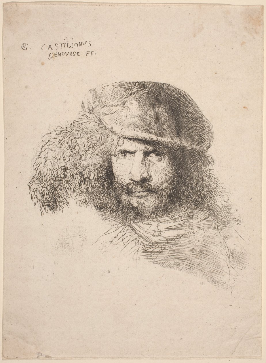Chef för en ung man i en fjäderhatt (så kallat självporträtt) av Giovanni Benedetto Castiglione