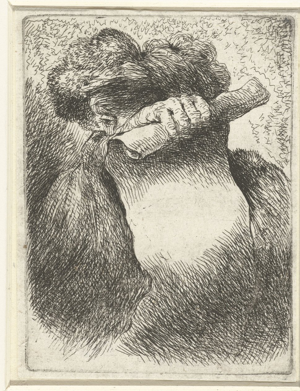 Huvudet på en man med en banderole Liten studie av huvuden med orientaliska huvudbonader (serietitel) av Giovanni Benedetto Castiglione