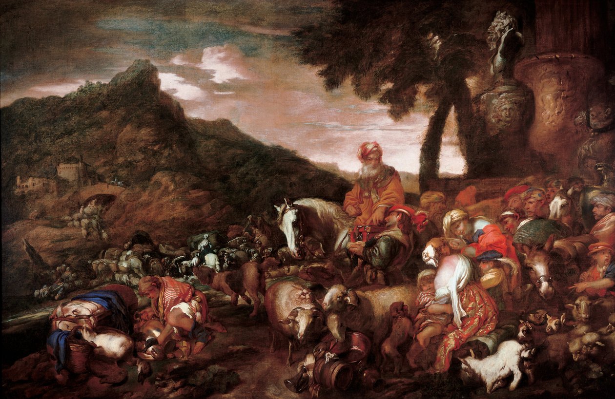 Abrahams familjs resa av Giovanni Benedetto Castiglione