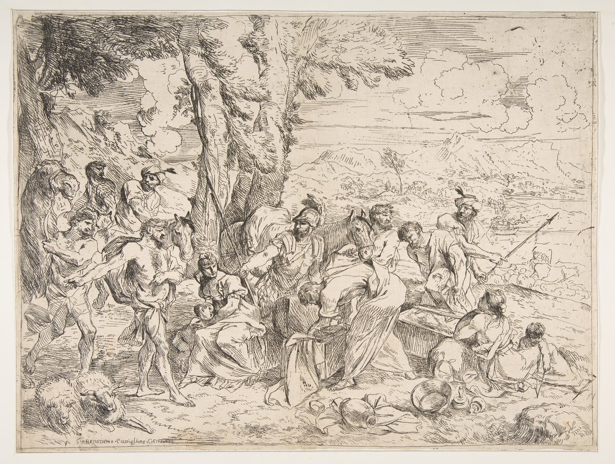 Laban letar efter idoler bland Jacobs ägodelar, ca. 1635-40. av Giovanni Benedetto Castiglione