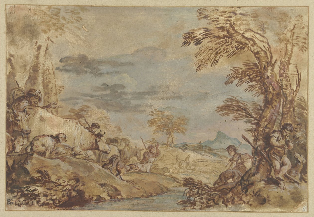 Landskap med migrerande flockar av Giovanni Benedetto Castiglione