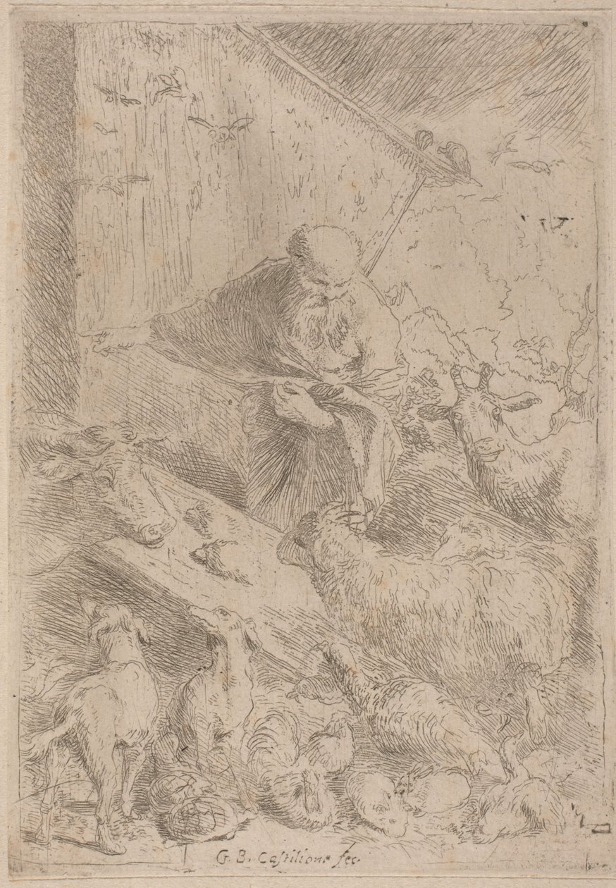 Noa och djuren som går in i arken av Giovanni Benedetto Castiglione