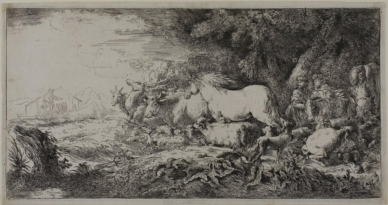 Noa och djuren som går in i arken av Giovanni Benedetto Castiglione