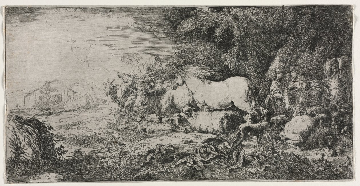Noa och djuren som går in i arken av Giovanni Benedetto Castiglione