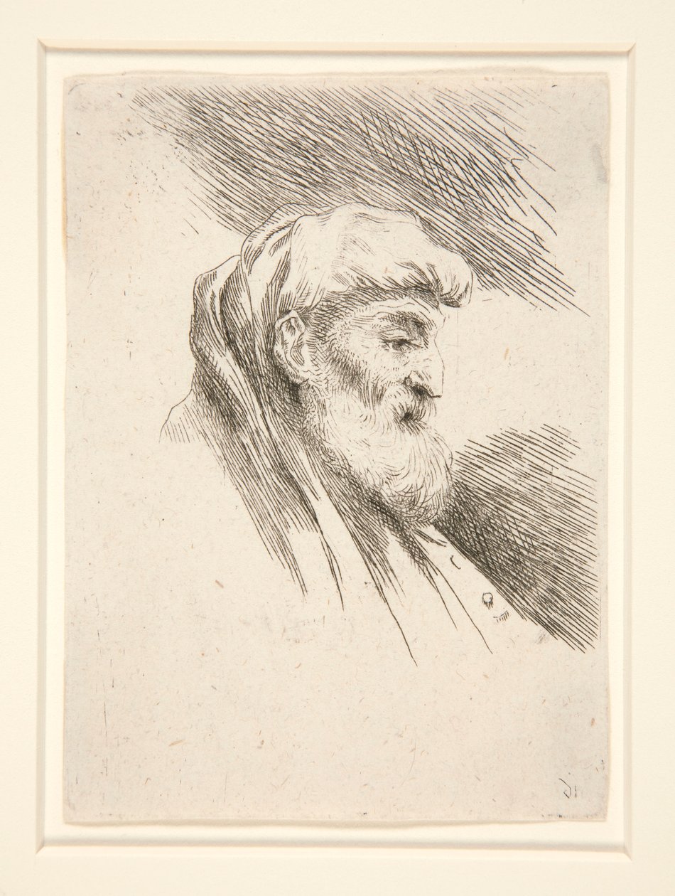 Old Man with Long Beard, i profil, vänd till höger, från serien Les petites tetes d av Giovanni Benedetto Castiglione