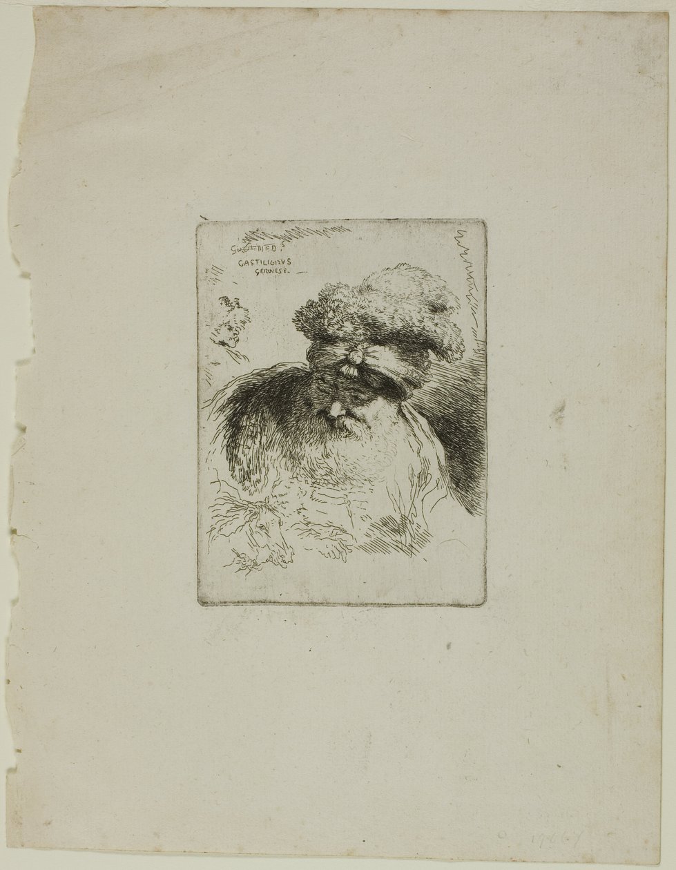 Gammal man med turban av Giovanni Benedetto Castiglione