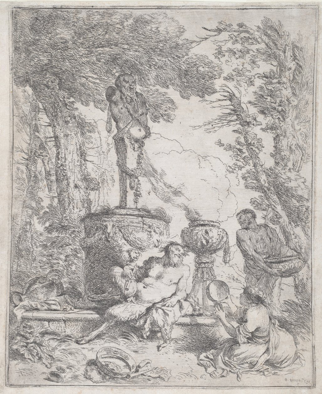 Pan Liggande framför en Herm av Giovanni Benedetto Castiglione