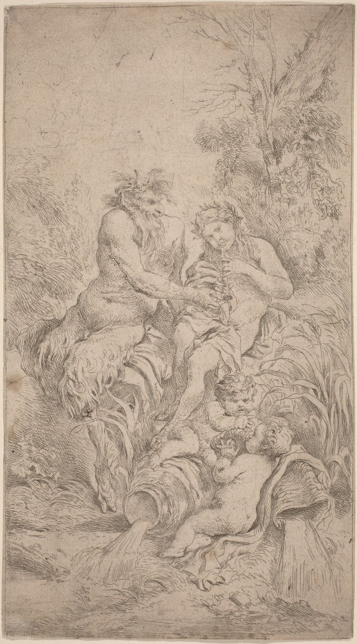 Pan och Olympus av Giovanni Benedetto Castiglione