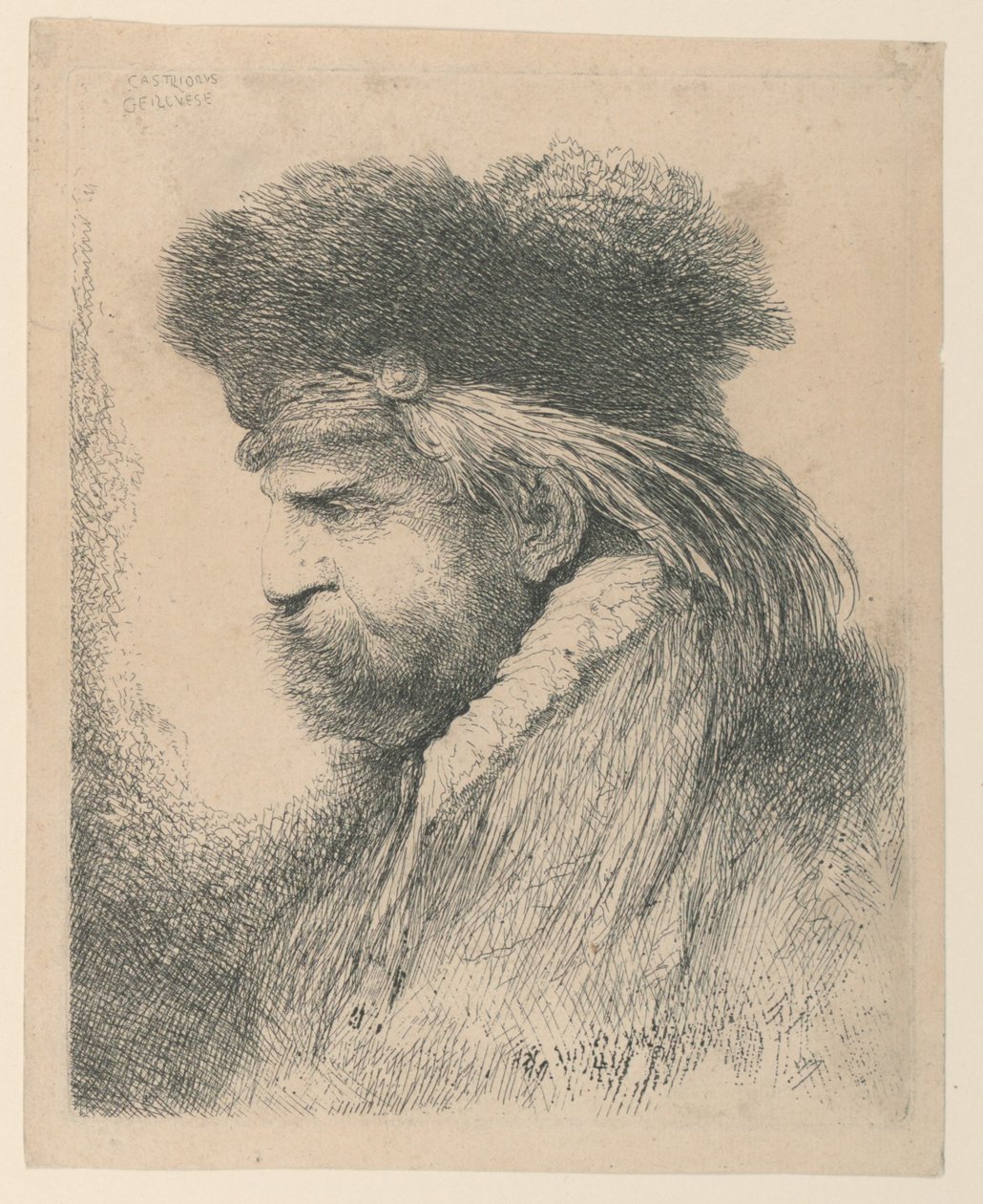 Porträtt av en man med en pälsmössa av Giovanni Benedetto Castiglione