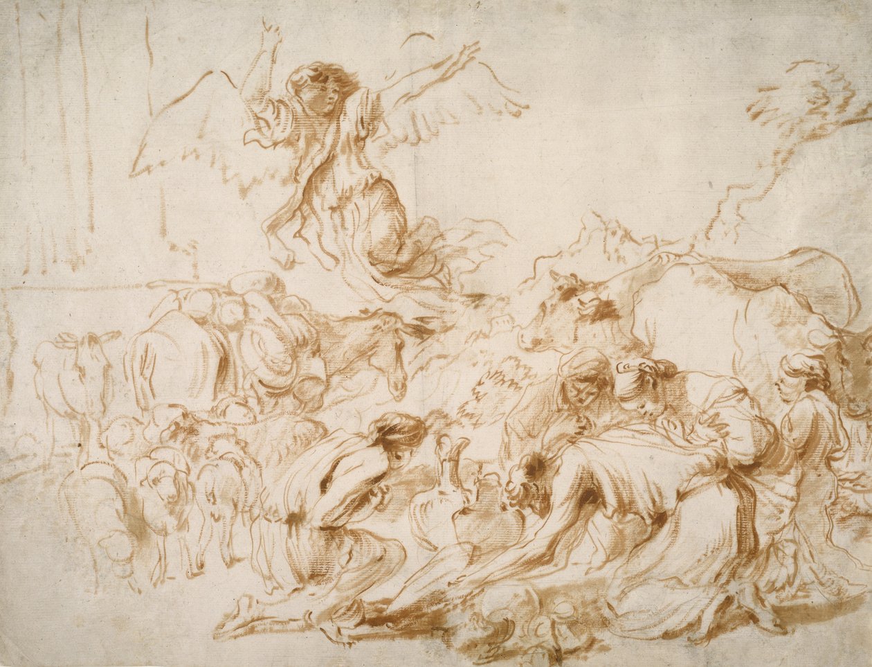 Ängeln som avgår från Tobits familj, ca 1655 av Giovanni Benedetto Castiglione