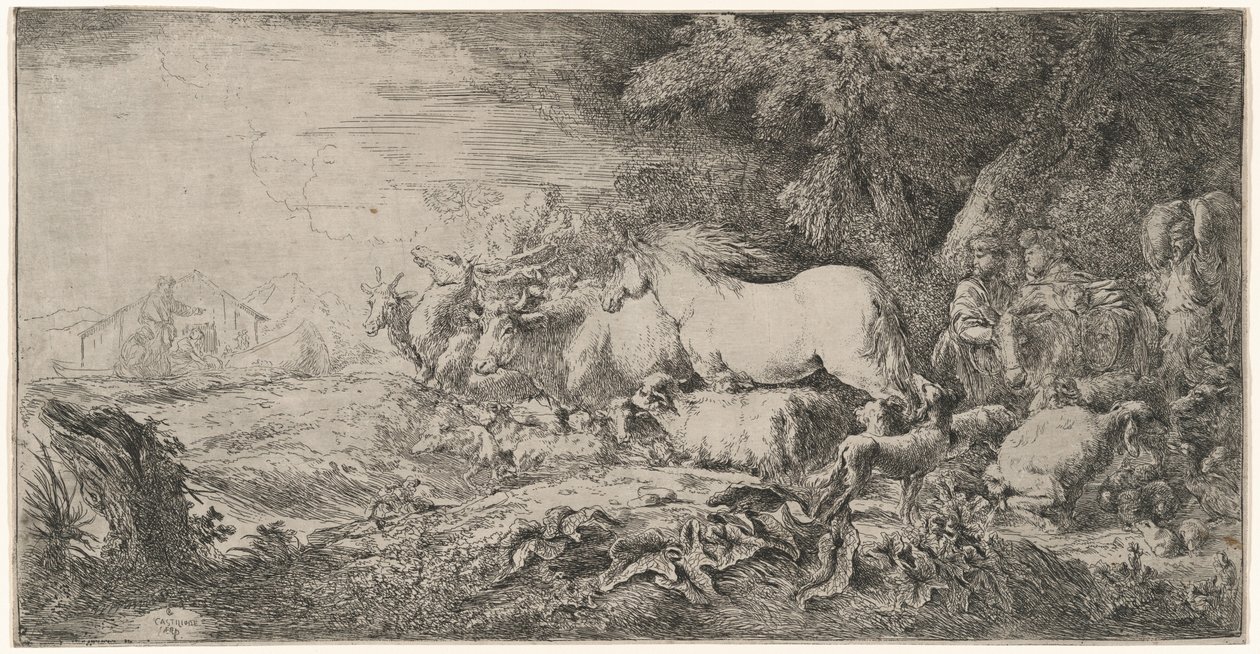 Djuren som går mot arken av Giovanni Benedetto Castiglione