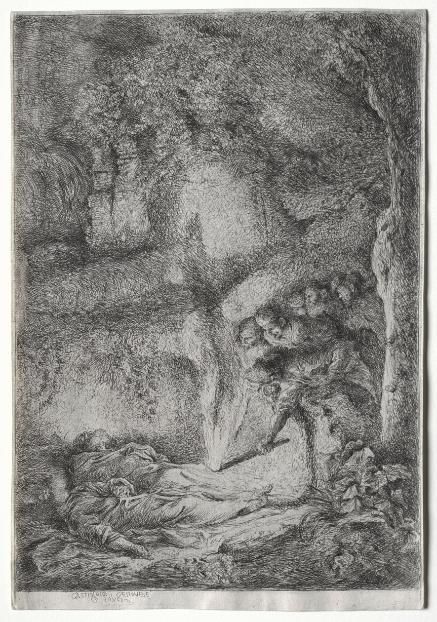 Upptäckten av de heliga Petrus och Paulus kroppar av Giovanni Benedetto Castiglione