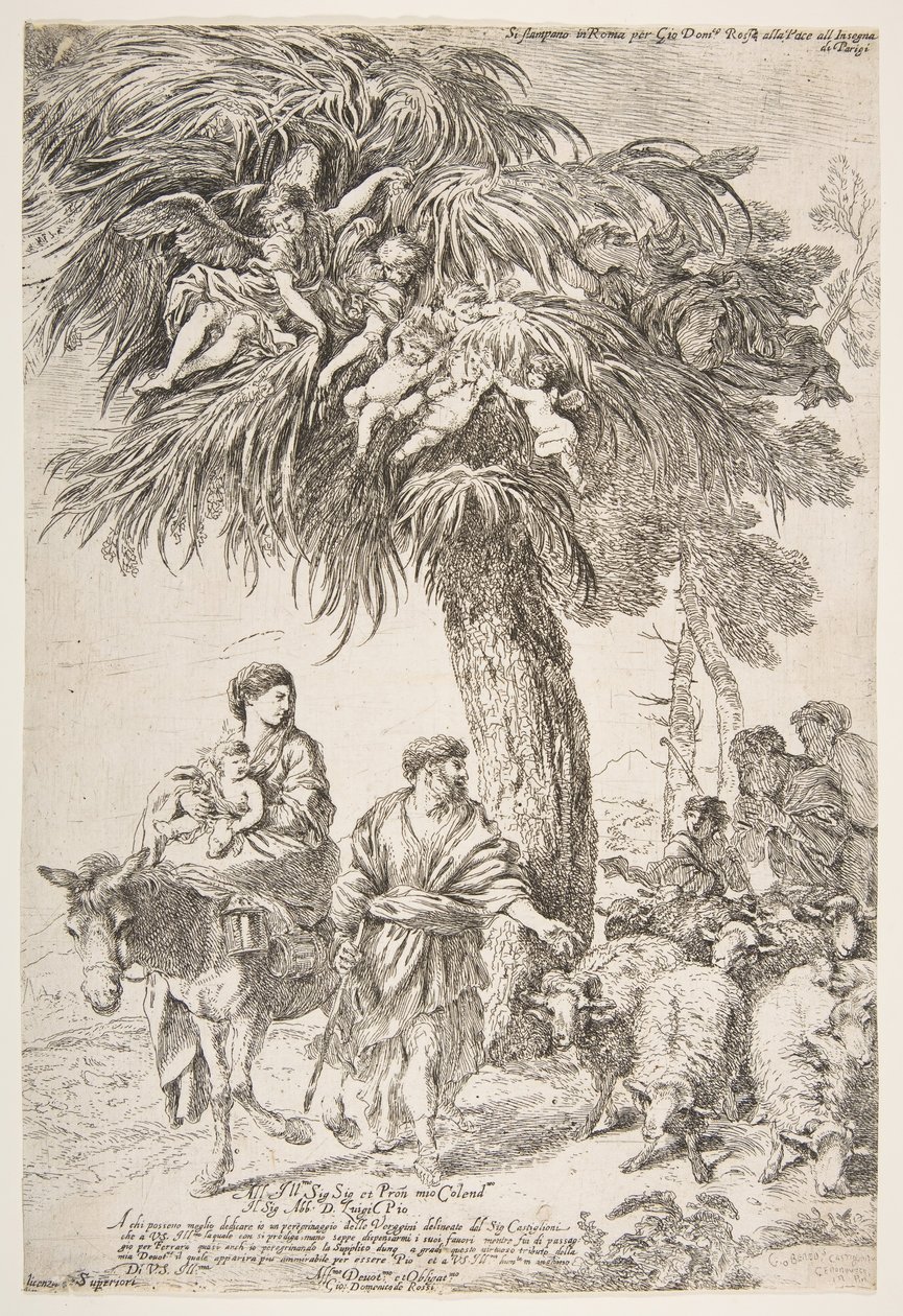 Den heliga familjen på sin flykt till Egypten, ca. 1647. av Giovanni Benedetto Castiglione
