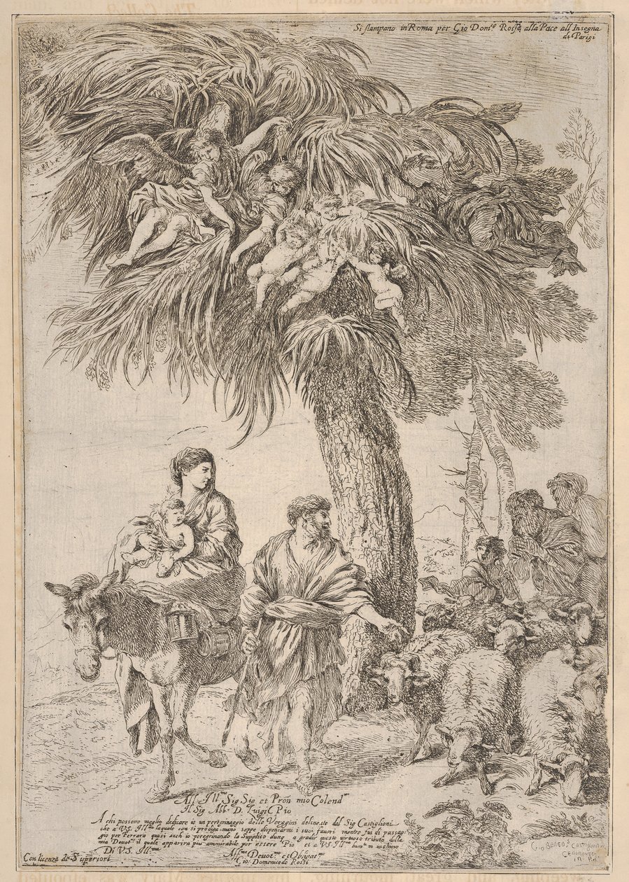 Den heliga familjen på sin flykt till Egypten, ca. 1647. av Giovanni Benedetto Castiglione