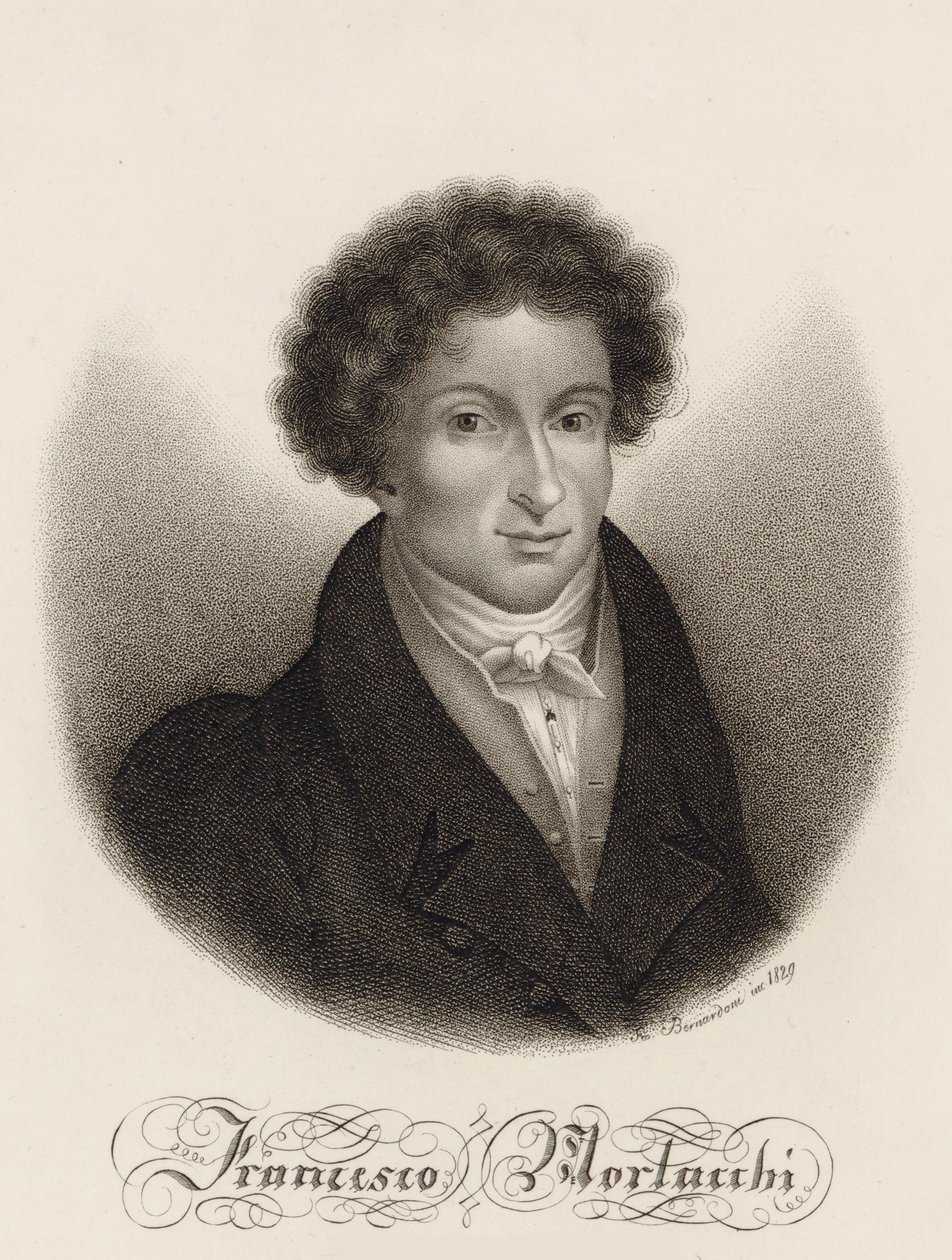 Porträtt av kompositören Francesco Morlacchi 1784-1841, 1829. av Giovanni Bernardoni