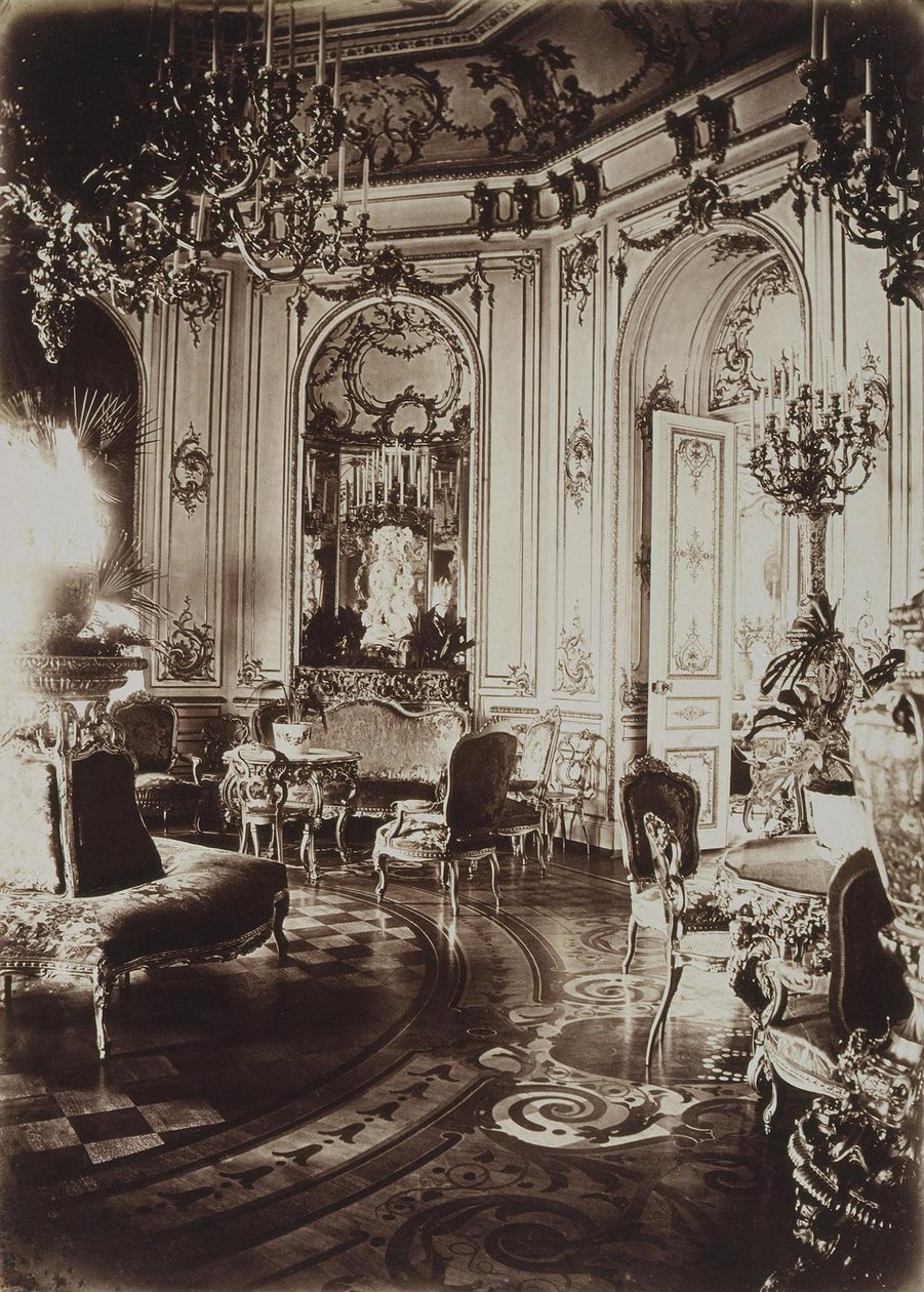 Stroganovpalatset i Sankt Petersburg. Ovalt vardagsrum, 1860-tal av Giovanni Bianchi
