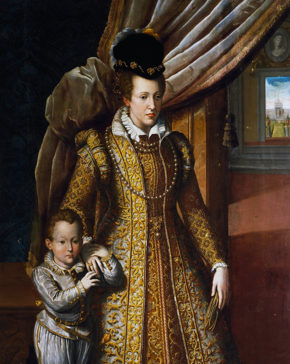Porträtt av Johanna av Österrike, storhertiginnan av Toscana, av Giovanni Bizzelli, målning av Giovanni Bizzelli