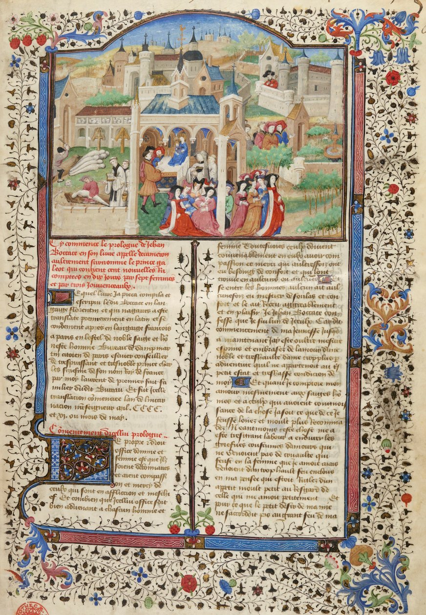 Decameron, Decameron-berättarnas avresa från Florens av Giovanni Boccaccio
